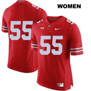 Women's NCAA Ohio State Buckeyes Malik Barrow #55 College Stitched No Name Authentic Nike Red Football Jersey FN20P87TM